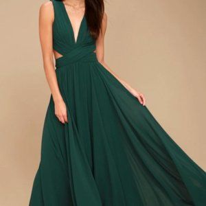 Vivid Imagination Forest Green Cutout Maxi Dress